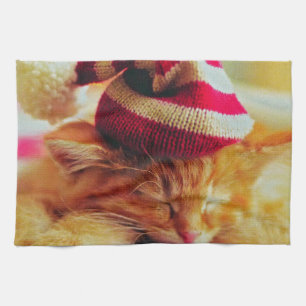 Christmas Kitten Tea Towel
