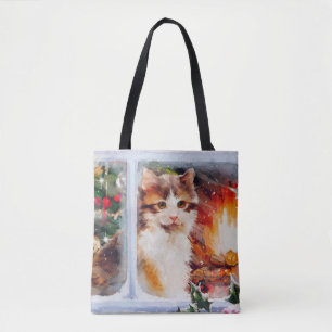 Christmas Kitten Tote Bag