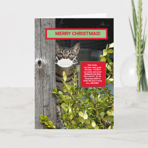 CHRISTMAS/KITTEN WEARING MASK/VACCINE FOR CHRISTMA CARD