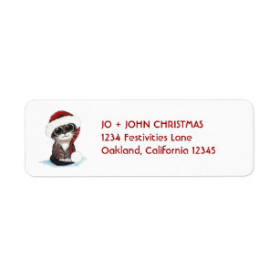 Christmas Kitten Wearing Santa Hat Return Address Label