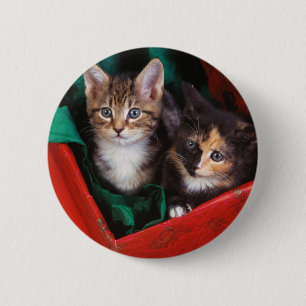 Christmas Kittens 6 Cm Round Badge