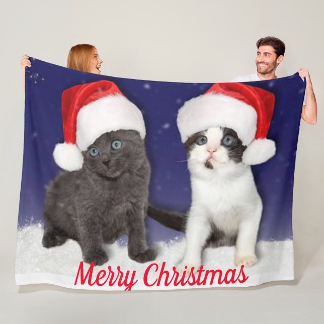 CHRISTMAS KITTENS FLEECE BLANKET (In Situ)