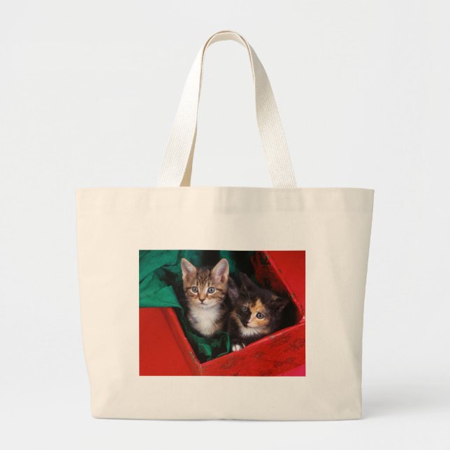 Christmas Kittens Large Tote Bag (Front)