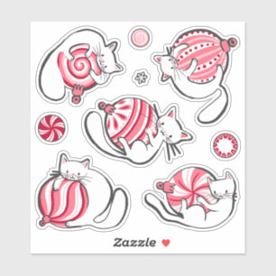 Christmas Kittens Peppermint Candy Sticker Sheet