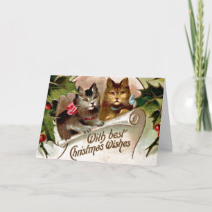 Christmas Kittens, vintage illustration, Card
