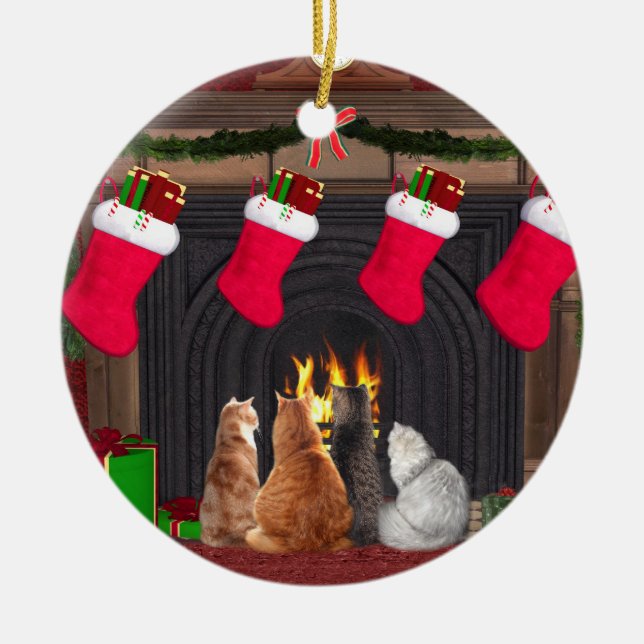 Christmas kitties ceramic tree decoration (Front)