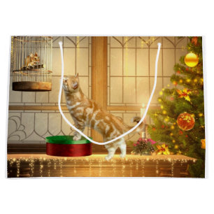 Christmas kitty and Christmas mouse Large Gift Bag