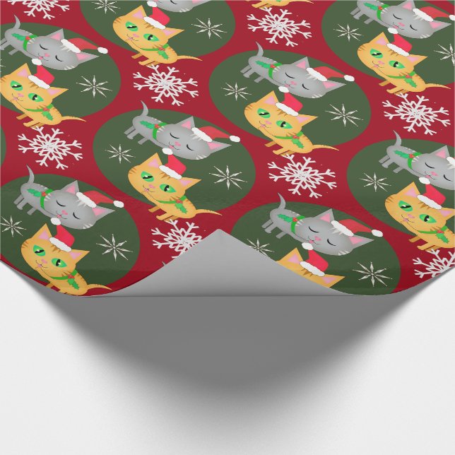 Christmas Kitty Cat Cute Wrapping Paper (Corner)