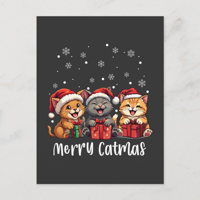 Christmas Kitty Cats Merry Catmas Holiday Postcard (Front)