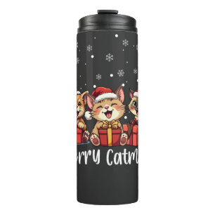 Christmas Kitty Cats Merry Catmas Thermal Tumbler