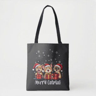 Christmas Kitty Cats Merry Catmas Tote Bag