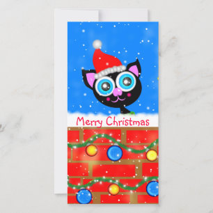 Christmas Kitty Designed Book Mark Holiday Card