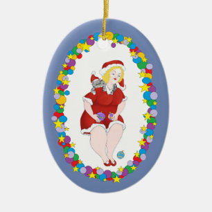 Christmas Kitty Helper Ceramic Ornament