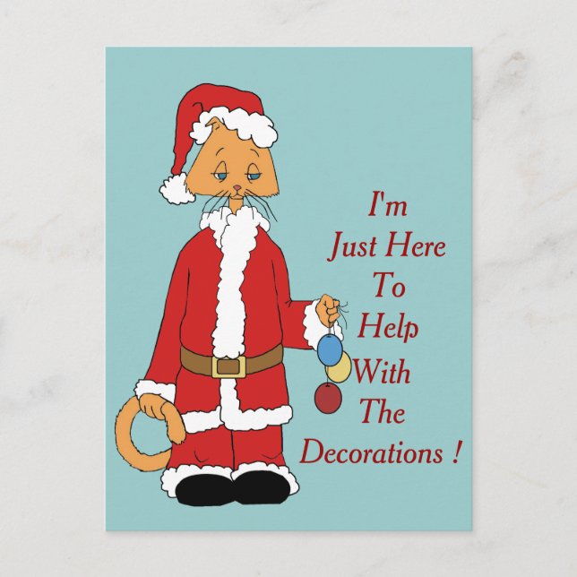 Christmas Kitty Helper Holiday Postcard (Front)
