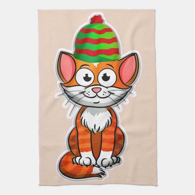 christmas kitty kitchen towel (Vertical)