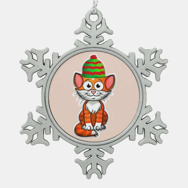 christmas kitty pewter ornament (Front)