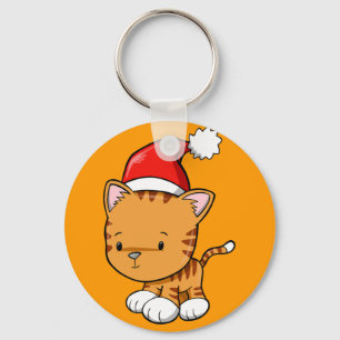 Christmas Kitty "Pumpkin" Button Keychain