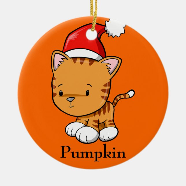 Christmas Kitty "Pumpkin" Ornament (Front)