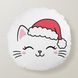 Christmas Kitty - Round Pillow