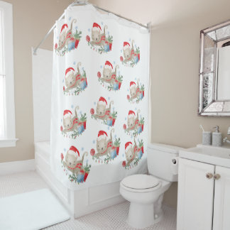 Christmas Kitty Shower Curtain