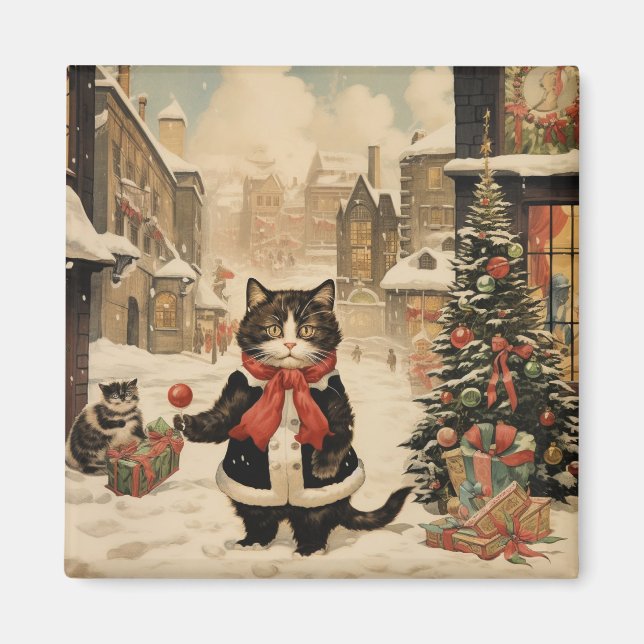 Christmas Kitty, Snowy Day Magnet (Front)