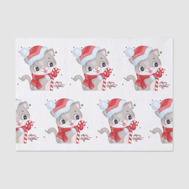 Christmas Kitty with Lights  Tissue Paper (Front)