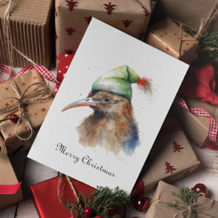 Christmas Kiwi Bird, customisable Holiday Card
