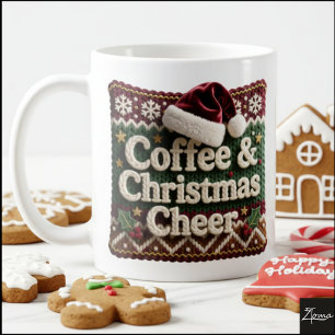 Christmas Knit Sweater Coffee & Christma Santa Hat Mug