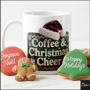 Christmas Knit Sweater Coffee & Christma Santa Hat Mug
