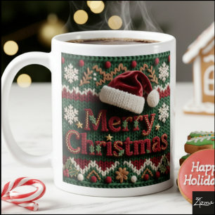 Christmas Knit Sweater Merry Christmas Santa Hat Coffee Mug