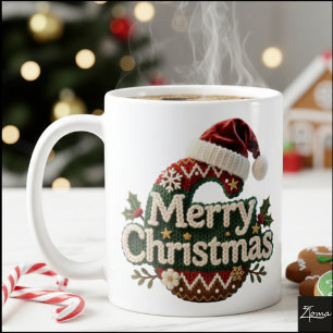 Christmas Knit Sweater Merry Christmas Santa Hat Coffee Mug