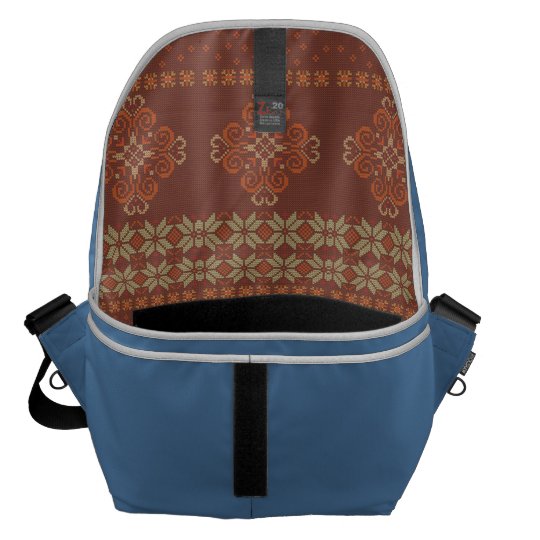 Christmas knitted pattern courier bag