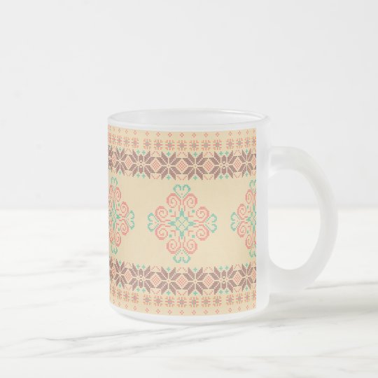 Christmas knitted pattern frosted glass coffee mug
