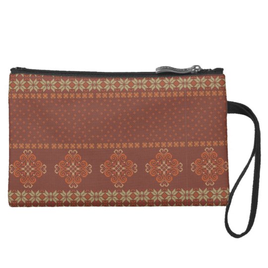 Christmas knitted pattern suede wristlet