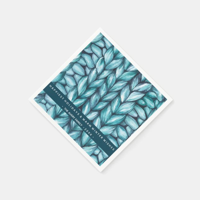 Christmas Knitted Personalised Napkin (Corner)