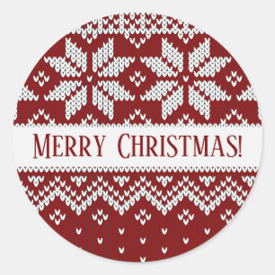 Christmas Knitted Red and White Sweater Classic Round Sticker
