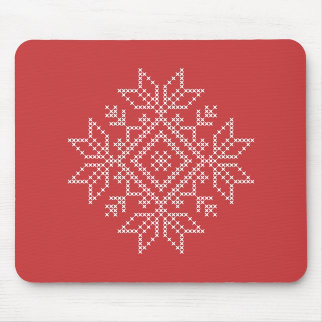 Christmas knitted snowflake art seasonal  mouse pad (Front)