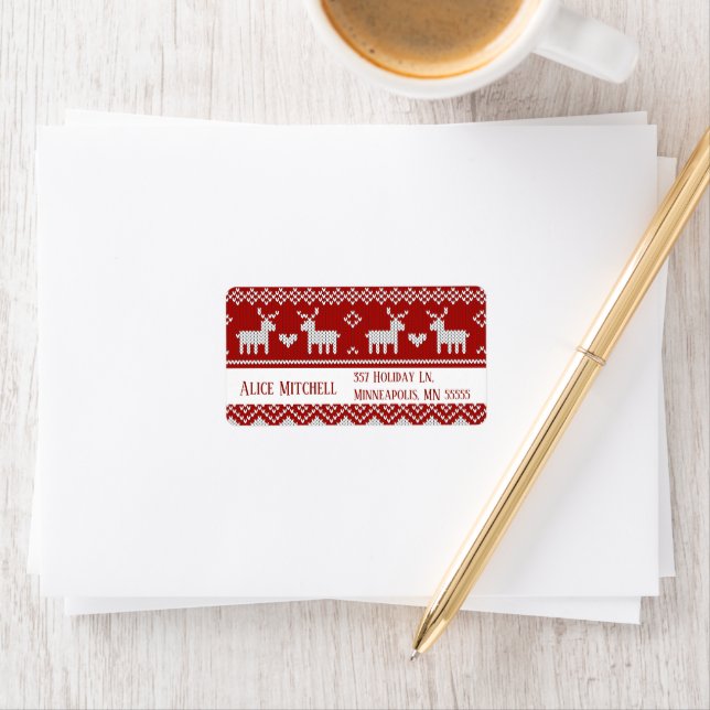 Christmas Knitted Sweater Return Address Labels (Insitu)