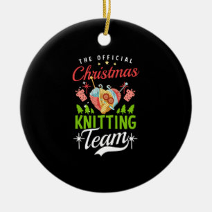 Christmas Knitting Christmas Knitting Team Ceramic Ornament