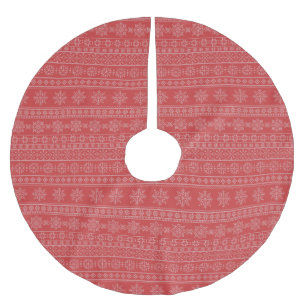 Christmas knitting nordic red white xmas snow brushed polyester tree skirt