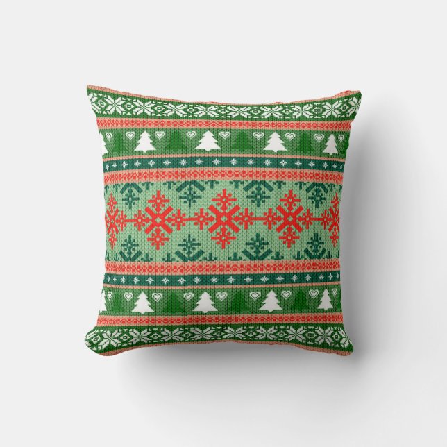 Christmas Knitting Pattern Cushion (Front)