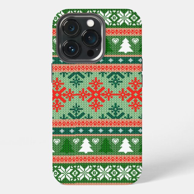 Christmas Knitting Pattern iPhone Case (Back)