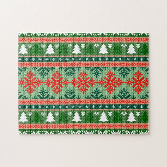 Christmas Knitting Pattern Jigsaw Puzzle (Horizontal)