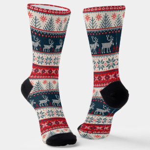 Christmas Knitting Pattern Reindeer Socks