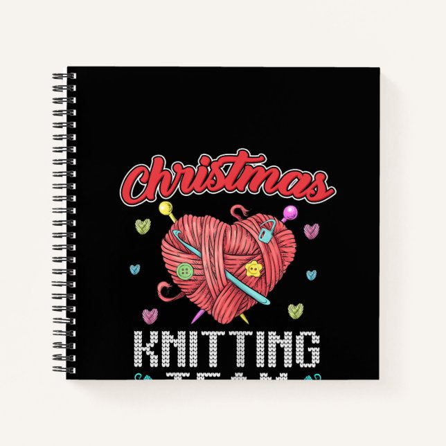 Christmas Knitting Team Heart Yarn Crochet Notebook (Front)