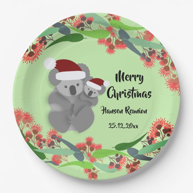 Christmas Koala and Joey Paper Plate (Front)