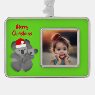 Christmas Koala and Joey Silver Plated Framed Ornament