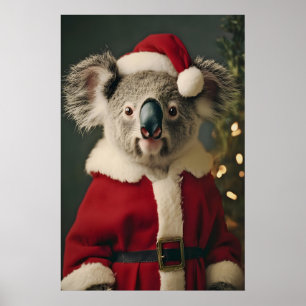 Christmas Koala Art Print, Festive Animal, Holiday Poster