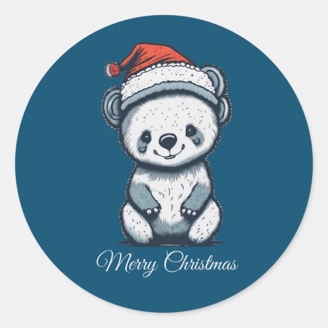 Christmas Koala Bear Classic Round Sticker (Front)
