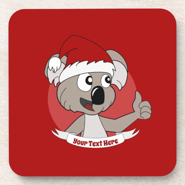 Christmas  koala cartoon button coaster (Front)